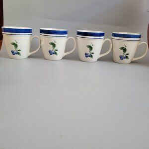 Set of 5 LL Bean Blueberry Coffee Mugs Cup  Stoneware Discontinued